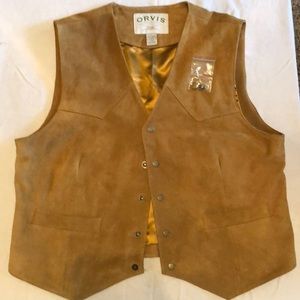 Orvis Sporting Leather Vest Forging Fishing NWOT